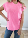 World Changing Cap Sleeve Top in Neon Pink