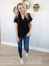 Everlasting Love V-Neck Short Sleeve in Black