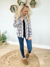 Out Of My Head Flannel Shacket Top in Gray