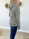Private Beach Striped Hooded Top in  Olive