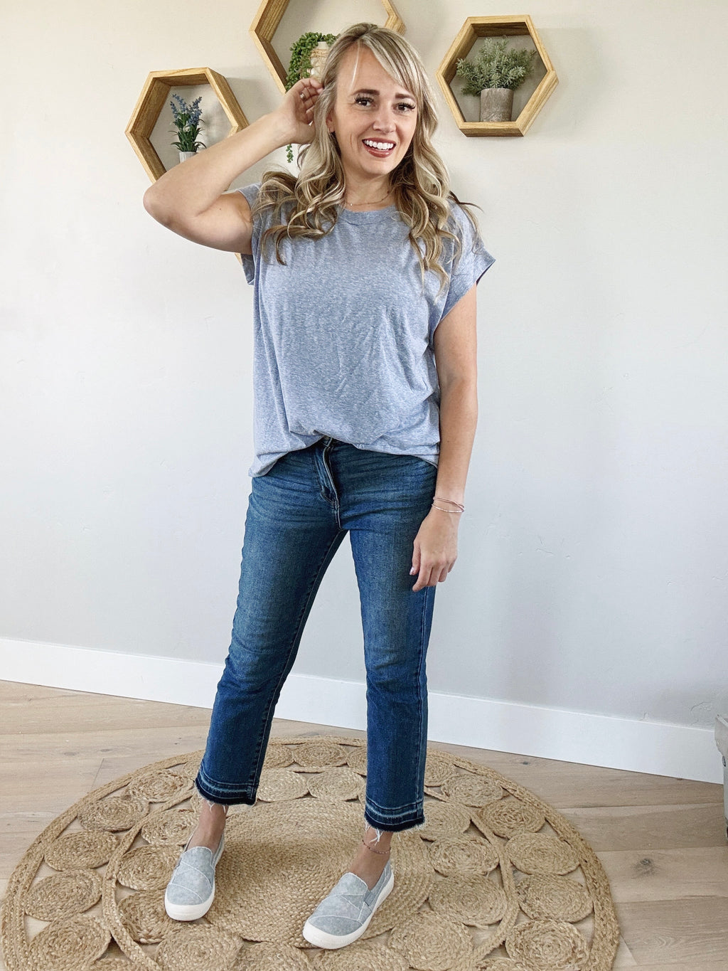 World Changing Cap Sleeve Top in Denim