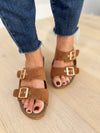 Corkey's Wedge Sandal in Cognac Suede