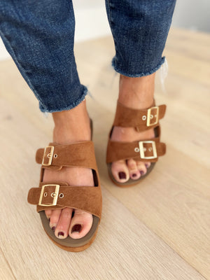 Corkey's Wedge Sandal in Cognac Suede