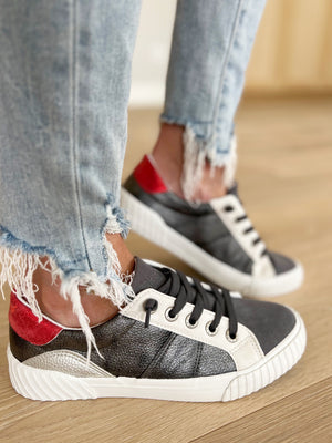 Blowfish Hot Girl Sneakers in Gunmetal and Red (SALE)
