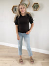 Siesta Puffed Sleeve Top in Black