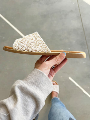 Corky's Hey Beach Sandals in Natural Crochet