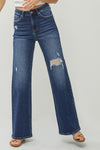 Risen High Rise Distressed Wide Leg Jeans