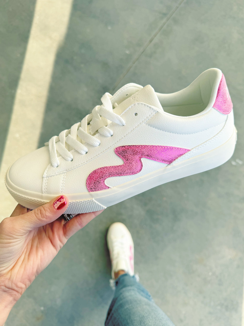 Blowfish Never Forget Vice Sneakers in White & Pink