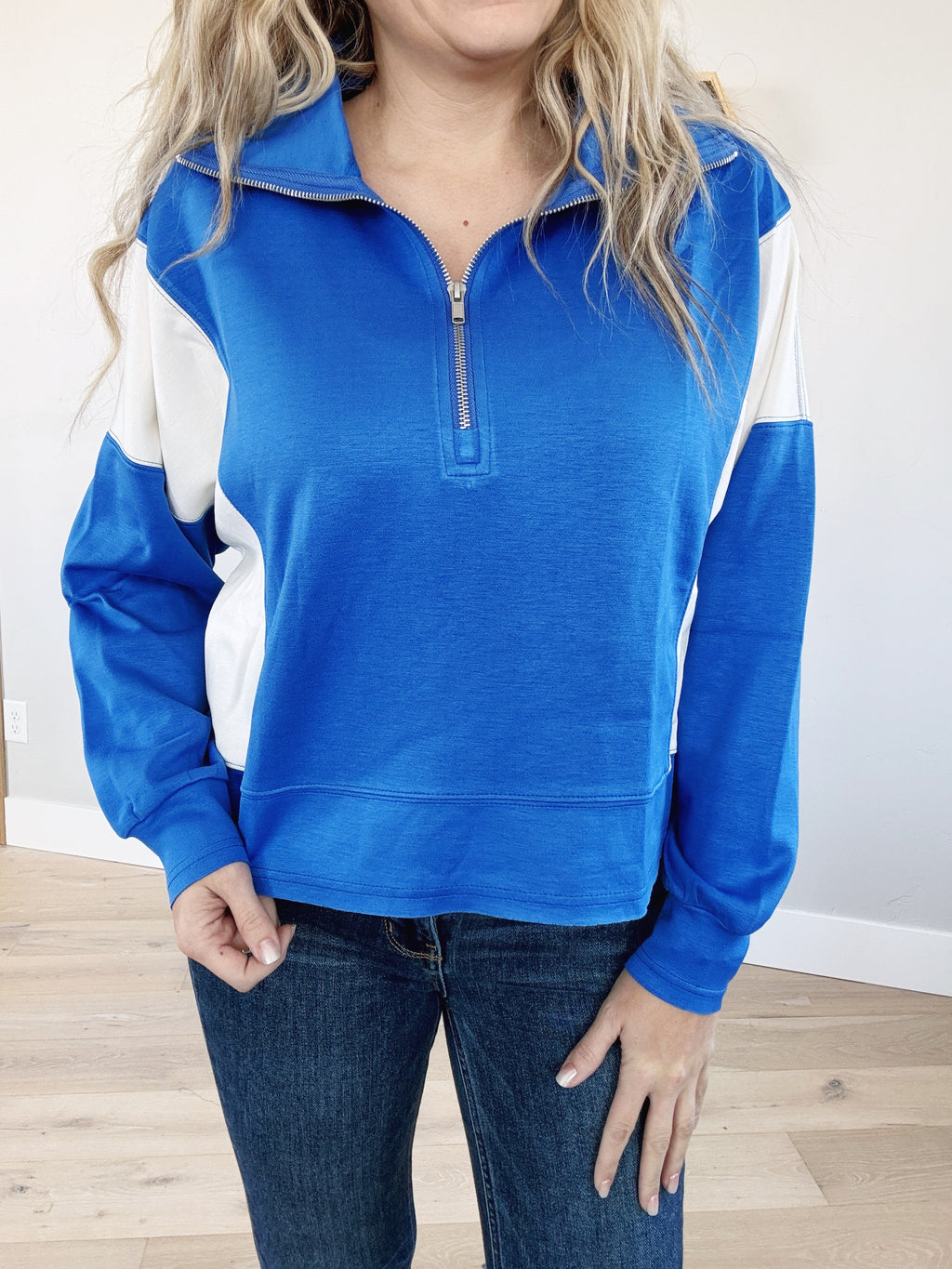 Race Runner Long Sleeve Knit Pullover In Blue