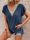 Today's The Day Lace Detail V-Neck Short Sleeve Top (Pink Label)