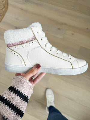 Very G Larger Than Life High Top Star Sneakers in White Pink (SALE)