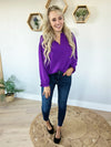 Never Wrong Long Sleeve Blouse in Purple