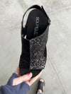 Corky's Black Glitter Wedge Sandal