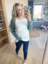 Beautiful Day Color Block Waffle Top in Ivory and Hunter Green (SALE)