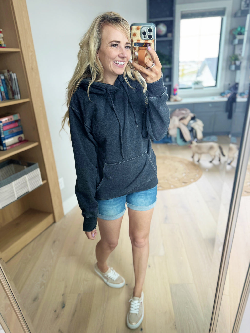 Introductions Burn-Out Boyfriend Hoodie in Charcoal