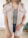 Pretty Potential Solid Ribbed Button Down in Cream