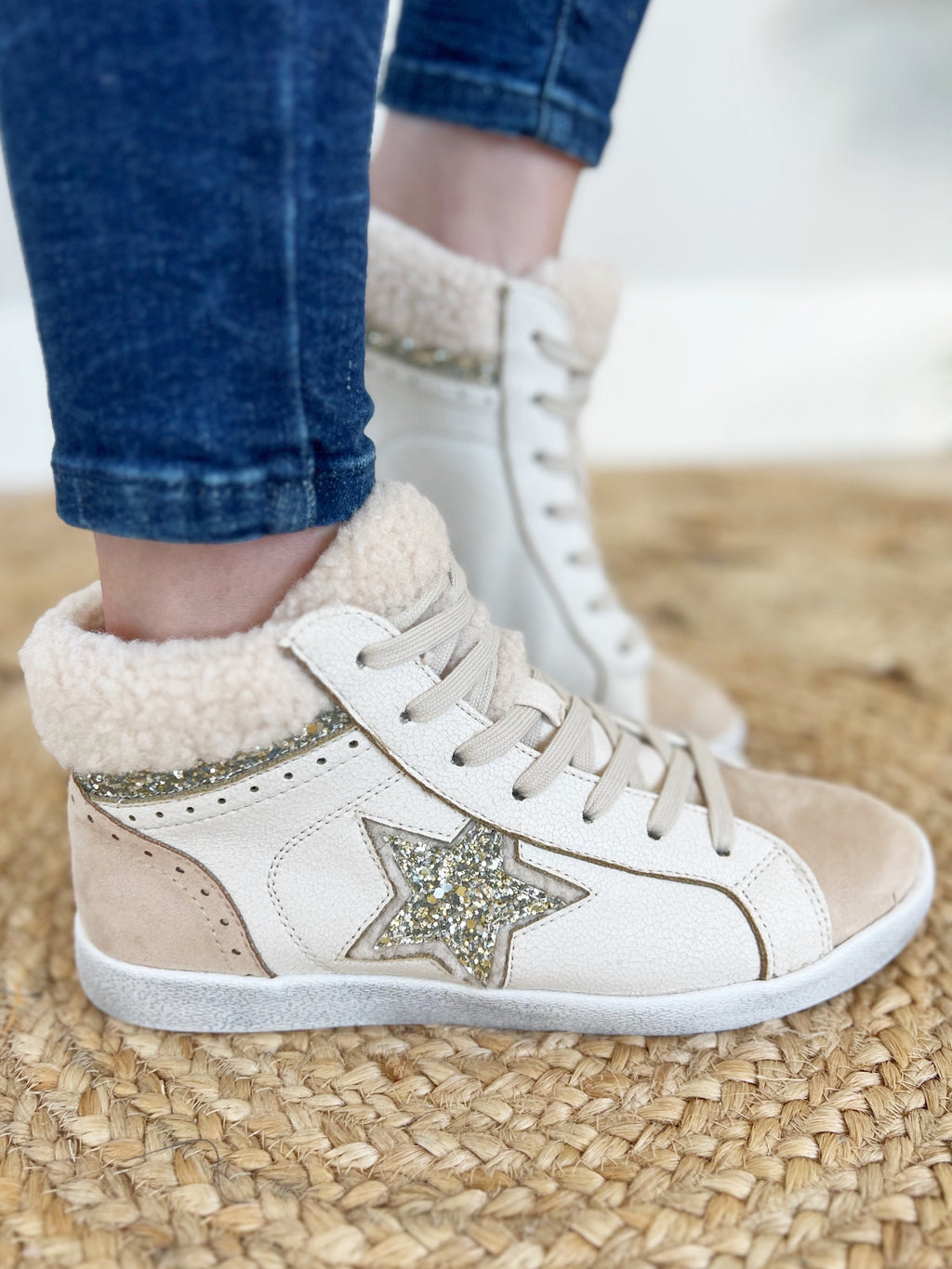 Very G Larger Than Life High Top Star Sneakers in Cream