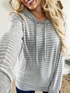 Friends First Striped Hooded Top in Heather Gray