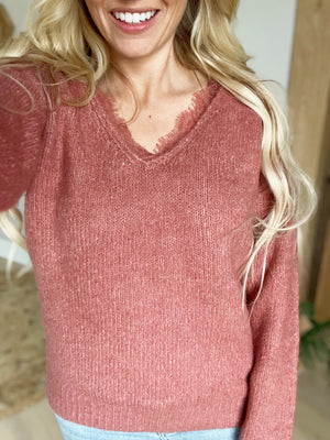 Take Care Of You Lace Detailed Sweater in Rose