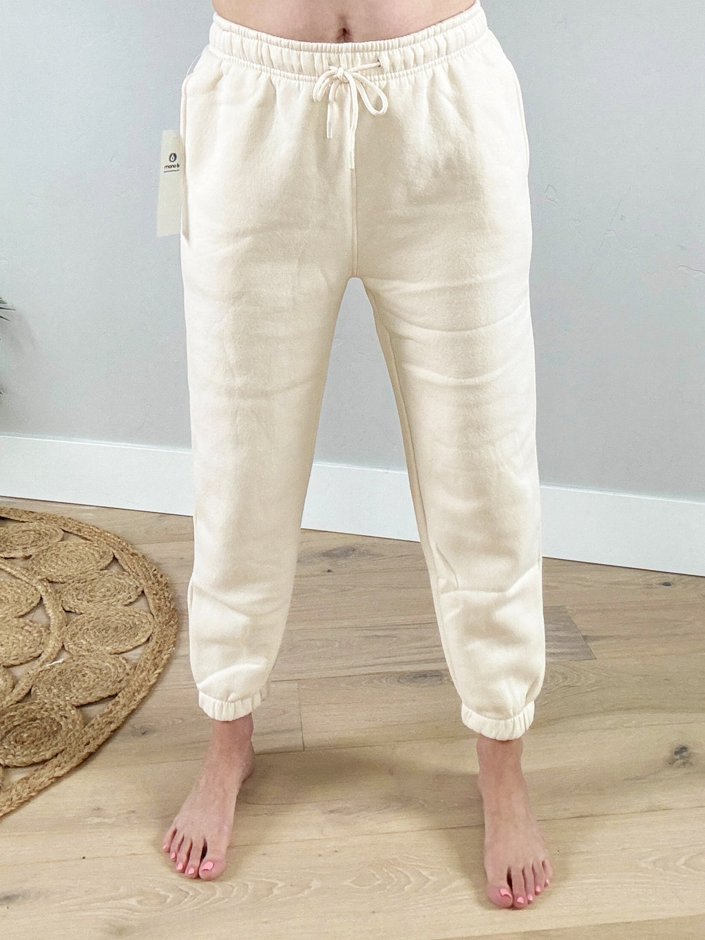 Mono B Angel Fleece Billow Pants in Pearled Ivory