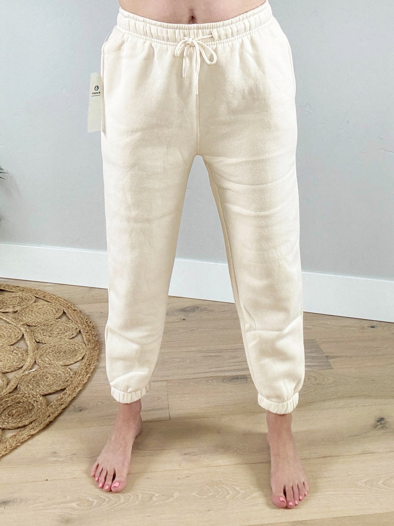 Mono B Angel Fleece Billow Pants in Pearled Ivory