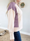 Intriguing Long Sleeve Color Block Top in Apricot
