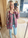Old Soul Plaid Hooded Shacket in Vintage Red