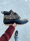 Gypsy Jazz Duck Boots in Black and Animal Print (SALE)