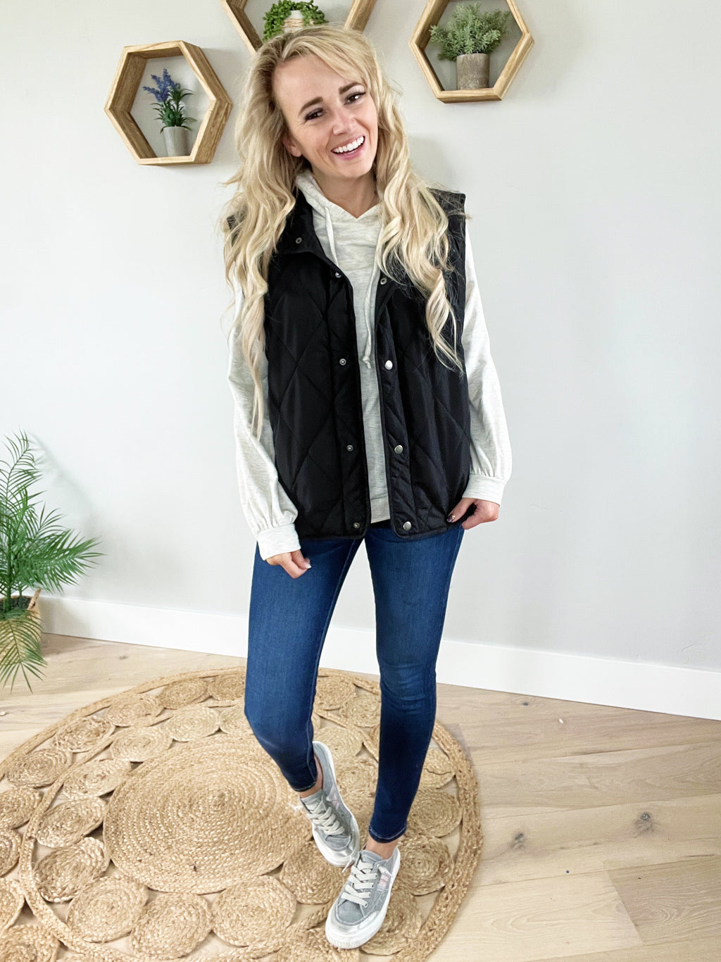 Neither Here Nor There Puffer Vest in Black