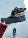 Gypsy Jazz Duck Boots in Black and Animal Print (SALE)