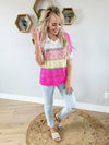 Here Comes the Sun Color Block Short Sleeve in Pink Lemon and Fuchsia