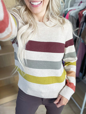 The Skye Striped Sweater in Oatmeal