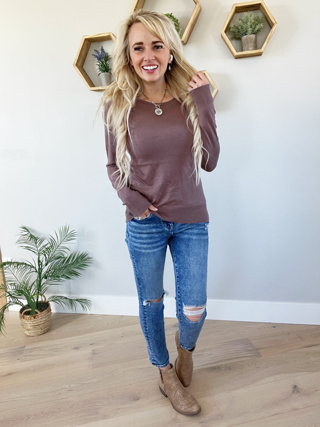 Business As Usual Sweater in Choco
