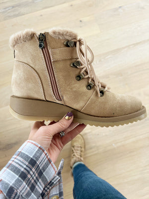 Blowfish Next Level Faux Fur Lined Booties in Almond (SALE)