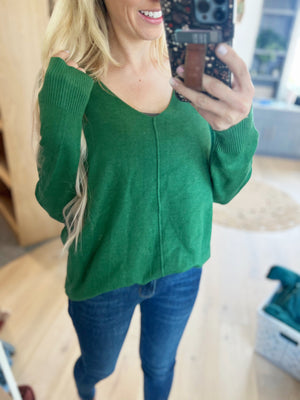 Tell Me Lies Front Seam Sweater in Dark Green