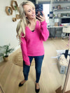Get Out Cozy Knit Sweater in Hot Pink