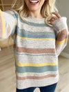 Discover Your Match Multi Color Striped Sweater in Mushroom