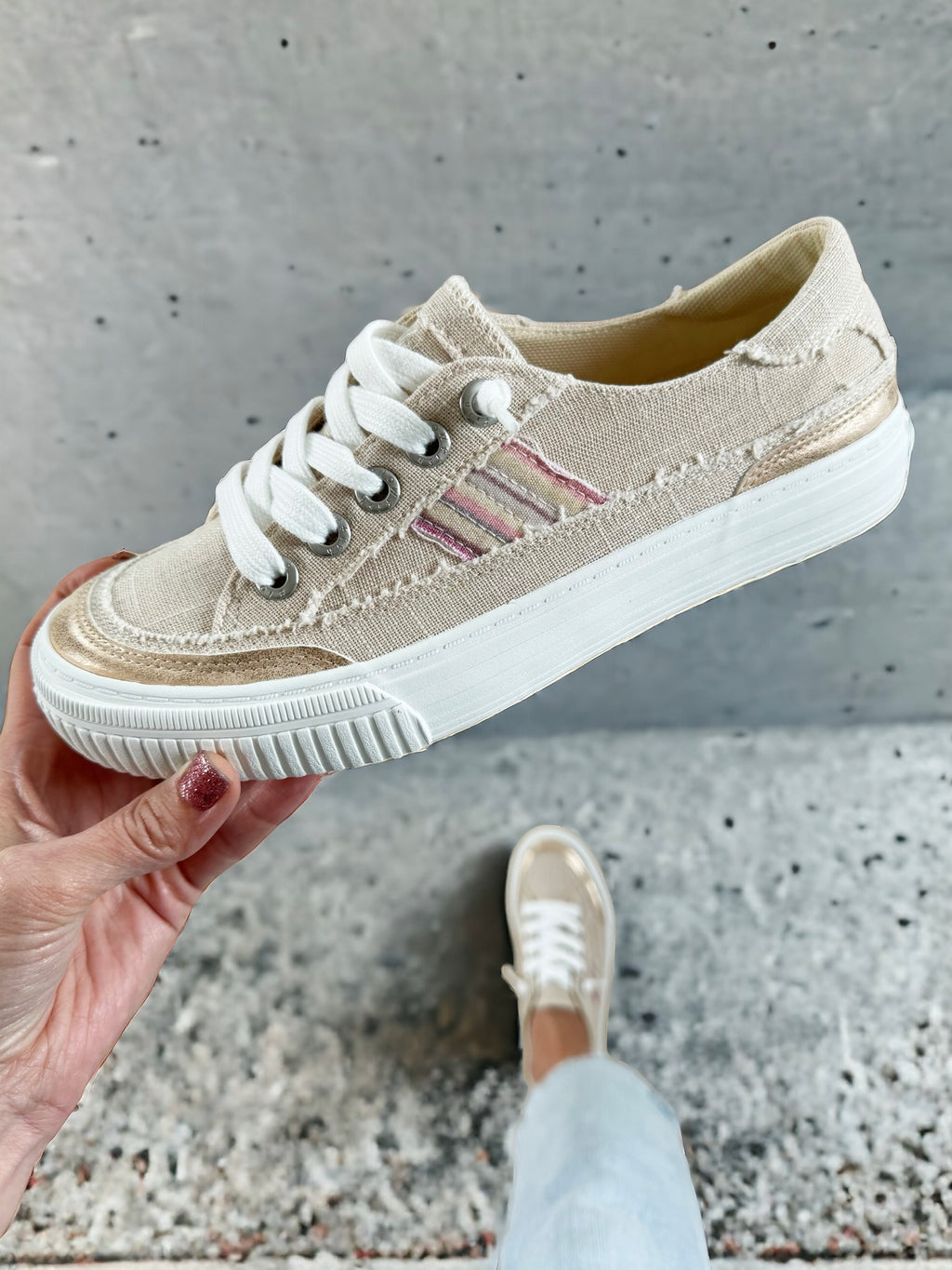 Blowfish My Way Sneakers in Sand Dollar and Rose Gold