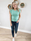 The Boys of Summer Ruffle Sleeve Crew Neck in Mint