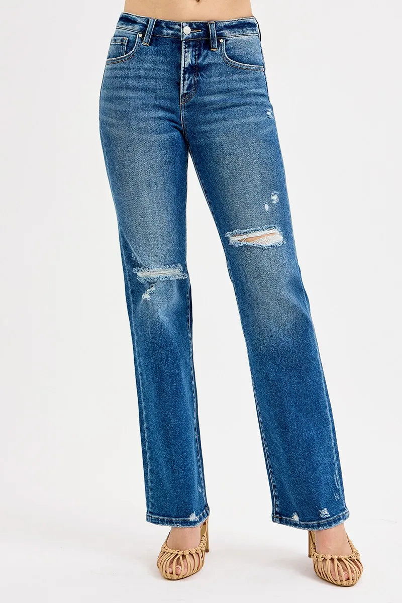 Risen Tummy Control High Rise Straight Jeans