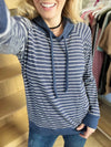 Friends First Striped Hooded Top in Navy