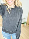 Be With Me Burnout Mineral Wash Sweatshirt in Charcoal