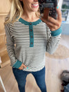 Attitude Henley With Contrast Trim in Black, White, and Teal