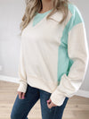 Fast Cars Long Sleeve Color Block Pullover in Ecru