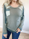 POL On Stage Color Contrast Long Sleeve in Moss Green