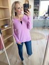 Temptations Melange Baby Waffle V-Neck Long Sleeve in Lilac