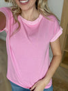In The Clear Short Sleeve Crew Neck Top in Pink