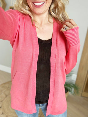 Simple Style Cardigan in Coral
