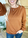 Looking Smart Round Neck Puff Sleeved Top in Caramel