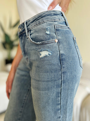 Judy Blue High Rise Distressed Straight Jeans